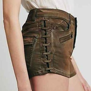 Free People Lone Ranger Coated Acid Wash Distressed Denim Jean Moto Biker 27